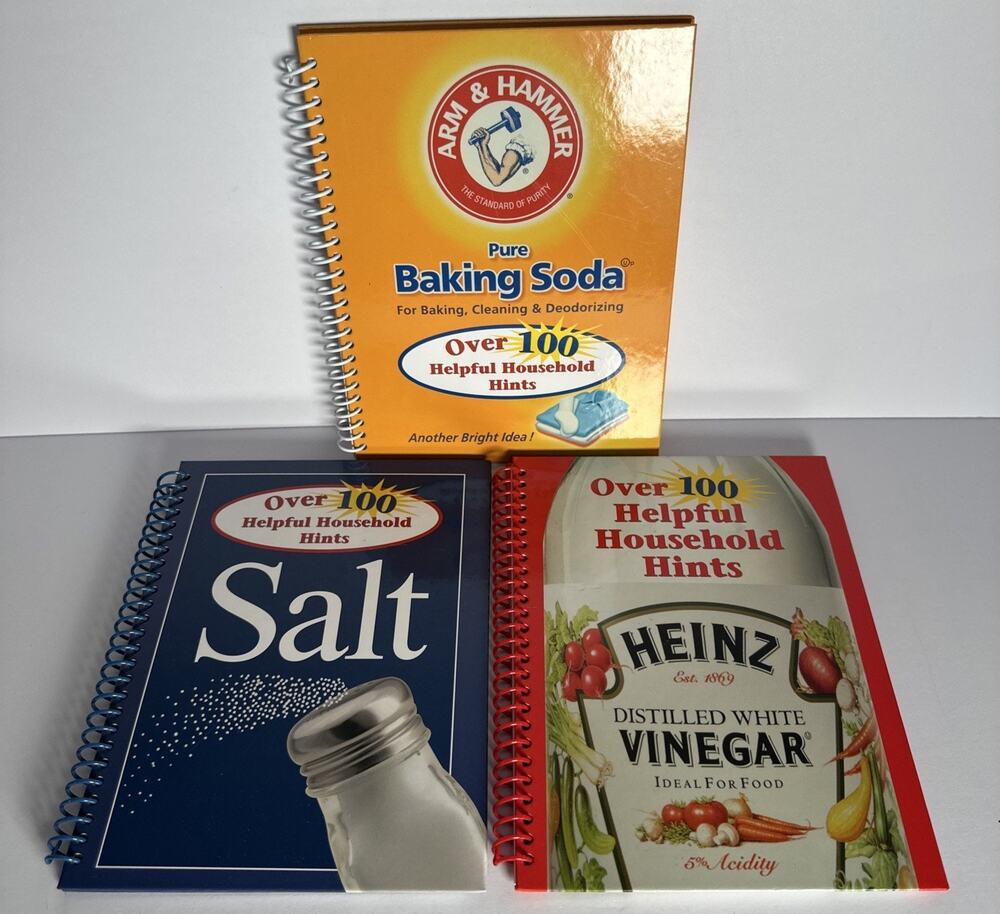Lot of 3 Over 100 HELPFUL HOUSEHOLD HINTS Series: Baking Soda, Salt, & Vinegar